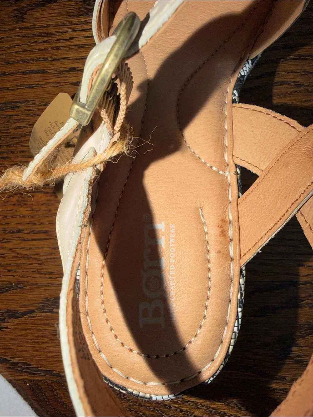 Born Dorrah Cream Platform Sandals with Patterned Wedge